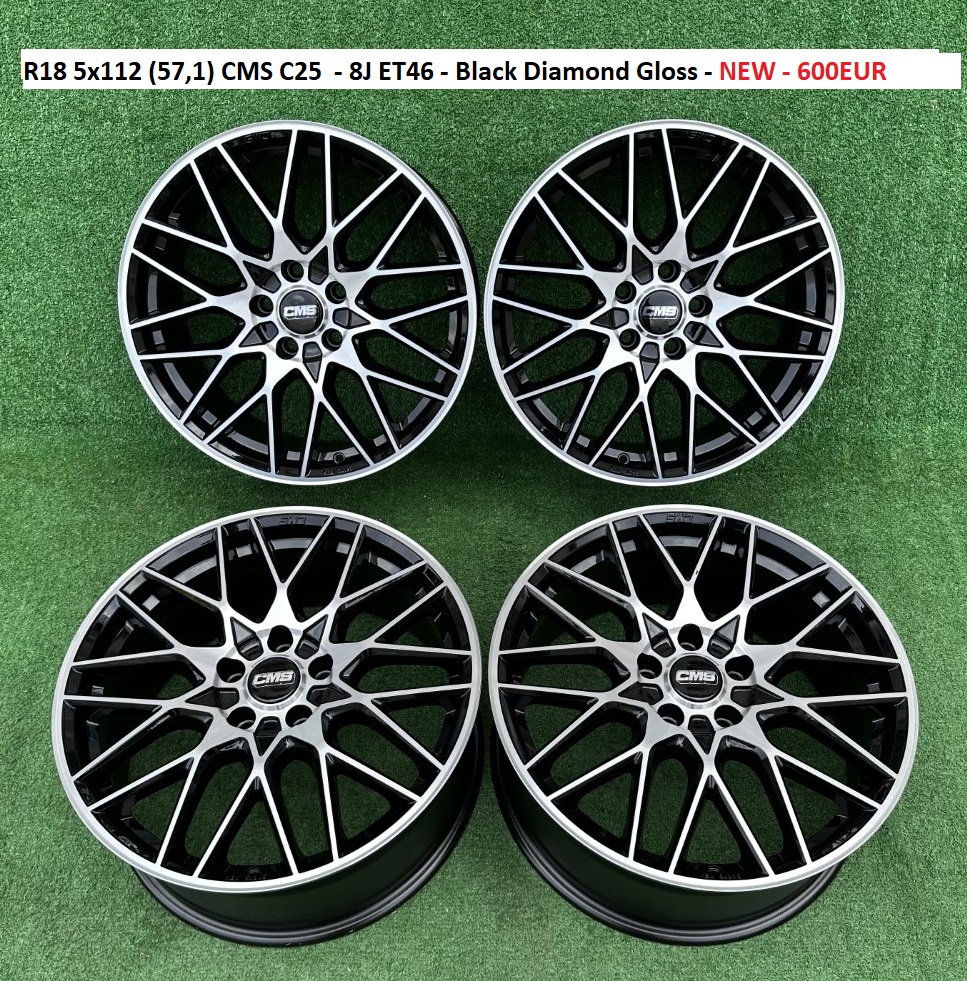 R18 5x112 (57,1) CMS C25  - 8J ET46 - Black Diamond Gloss - NEW -