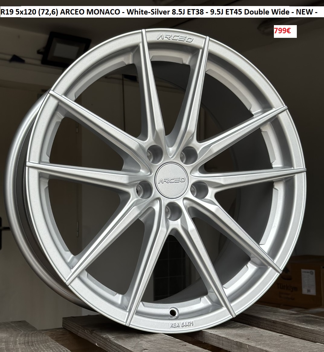 R19 5x120 (72,6) ARCEO MONACO - White-Silver 8.5J ET38 - 9.5J ET45  dvojrozmer -