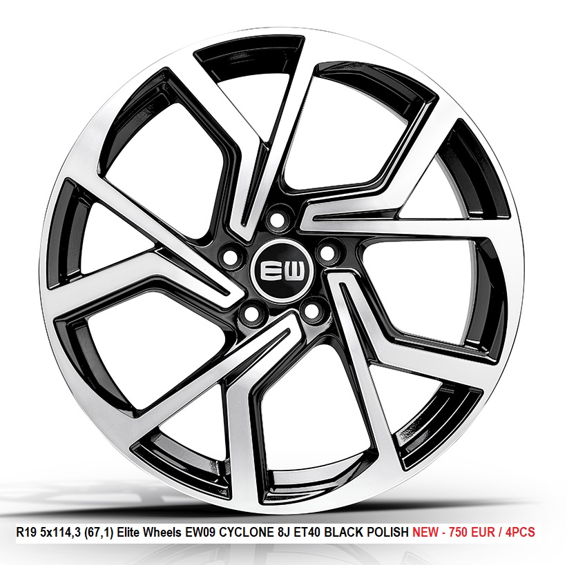 R19 5x114,3 (67,1) Elite Wheels EW09 CYCLONE 8J ET40 BLACK POLISH