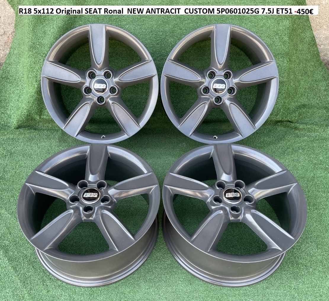R18 5x112 Original SEAT Ronal  NEW ANTRACIT  CUSTOM 5P0601025G 7.5J ET51