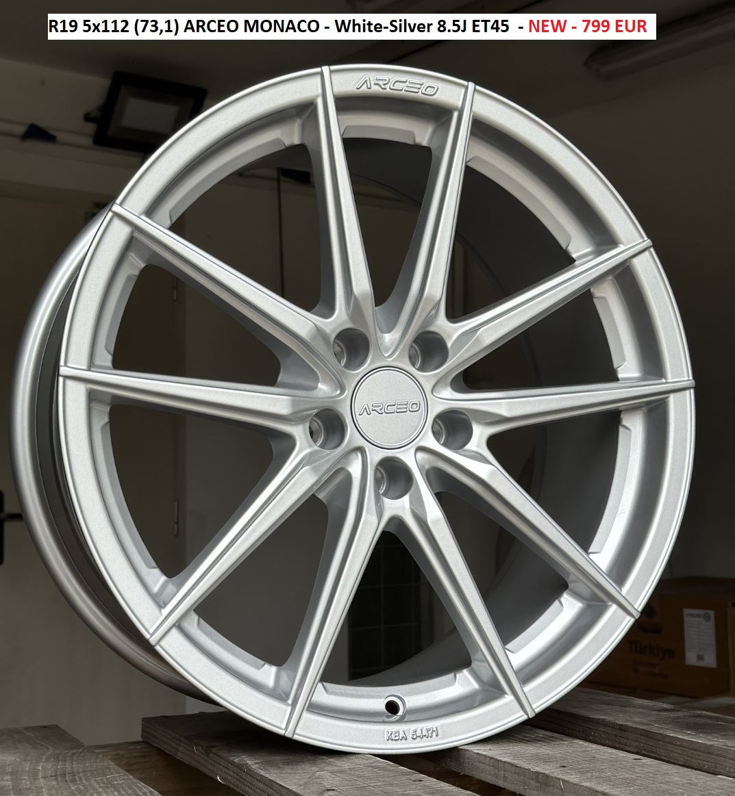 R19 5x112 (73,1) ARCEO MONACO - White-Silver 8.5J ET45  