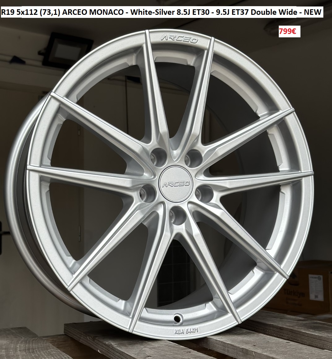 R19 5x112 (73,1) ARCEO MONACO - White-Silver 8.5J ET30 - 9.5J ET37 DVOJROZMER