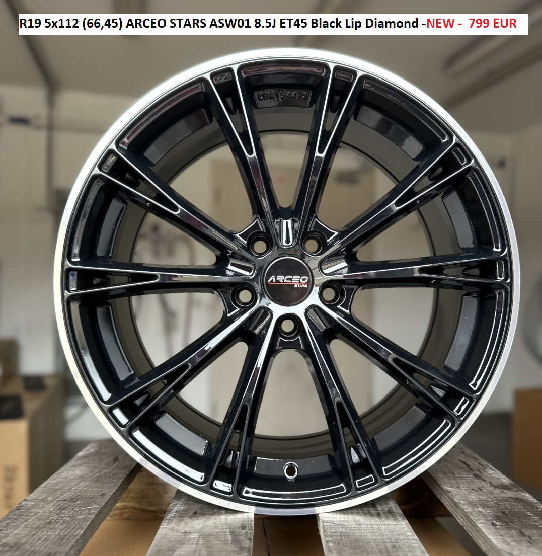 R19 5x112 (66,45) ARCEO STARS ASW01 8.5J ET45 Black Lip Diamond