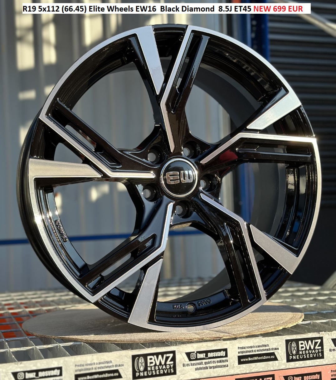 R19 5x112 (66.45) Elite Wheels EW16  Black Diamond  8.5J ET32  19" 