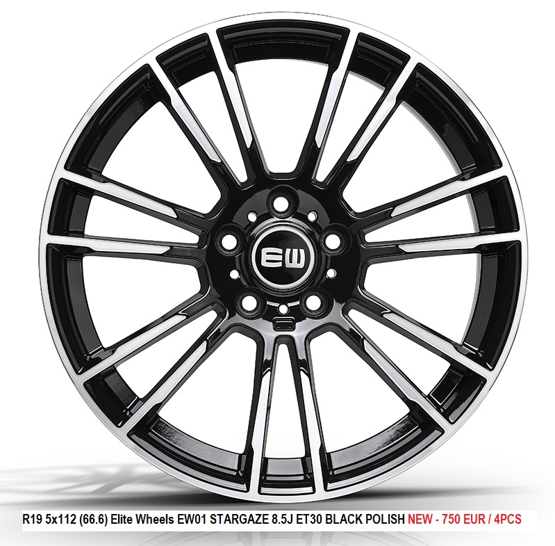 R19 5x112 (66.6) Elite Wheels EW01 STARGAZE 8.5J ET30 BLACK POLISH  