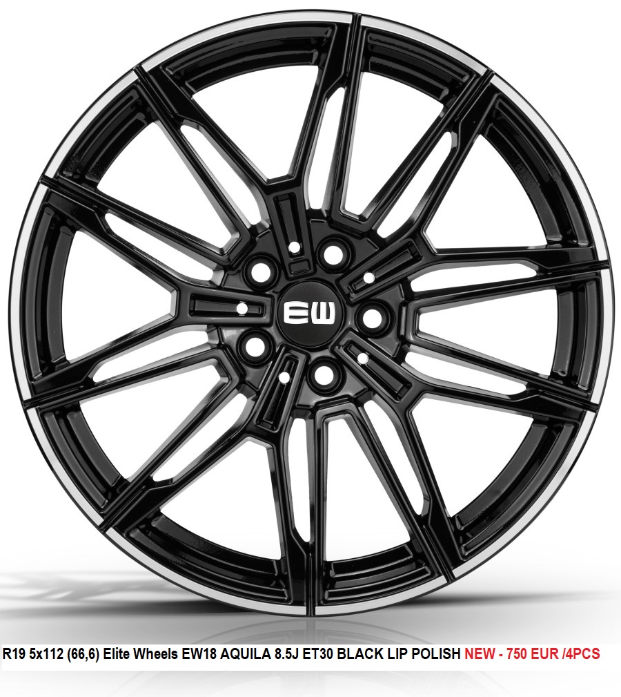 R19 5x112 (66,6) Elite Wheels EW18 AQUILA 8.5J ET30 BLACK LIP POLISH 
