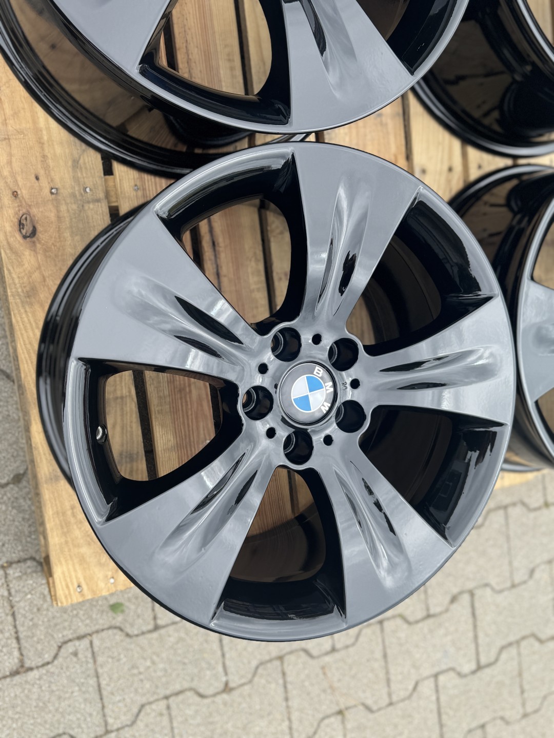 R19 5x120 Original Bmw X5 Style 213 9J ET48 OE 6772247 - 10J ET53 OE 6772248 Black Glossy DVOJROZMER