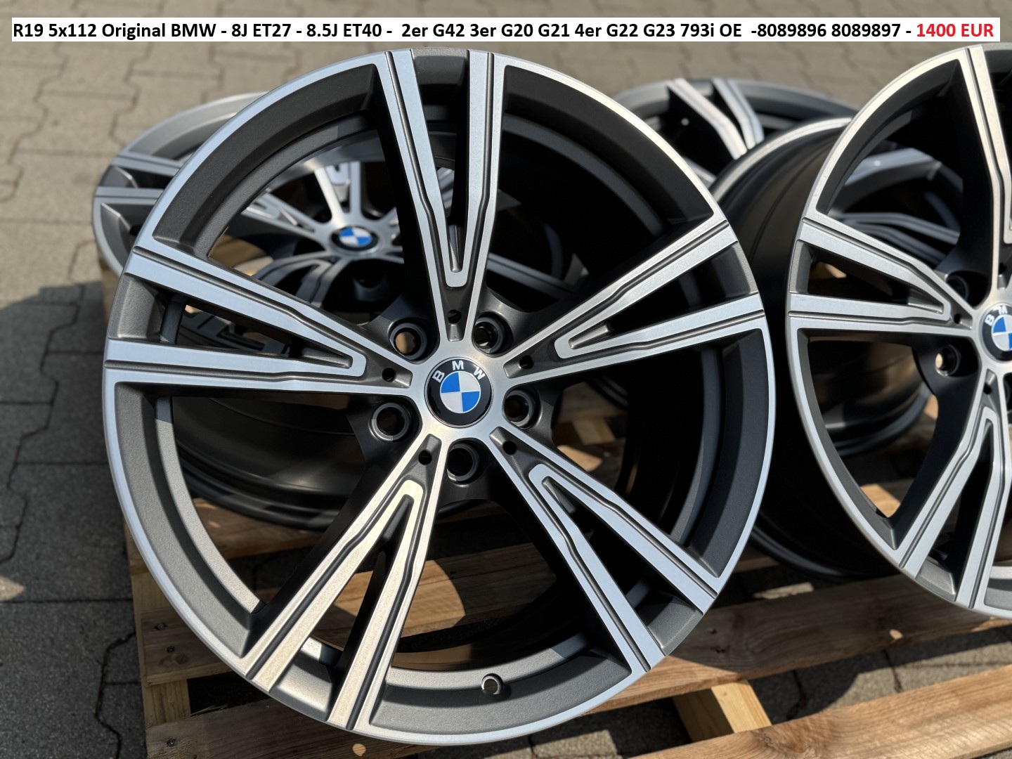 R19 5x112 Original BMW - 8J ET27 - 8.5J ET40 -  2er G42 3er G20 G21 4er G22 G23 793i OE  -8089896 8089897  DVOJROZMER 