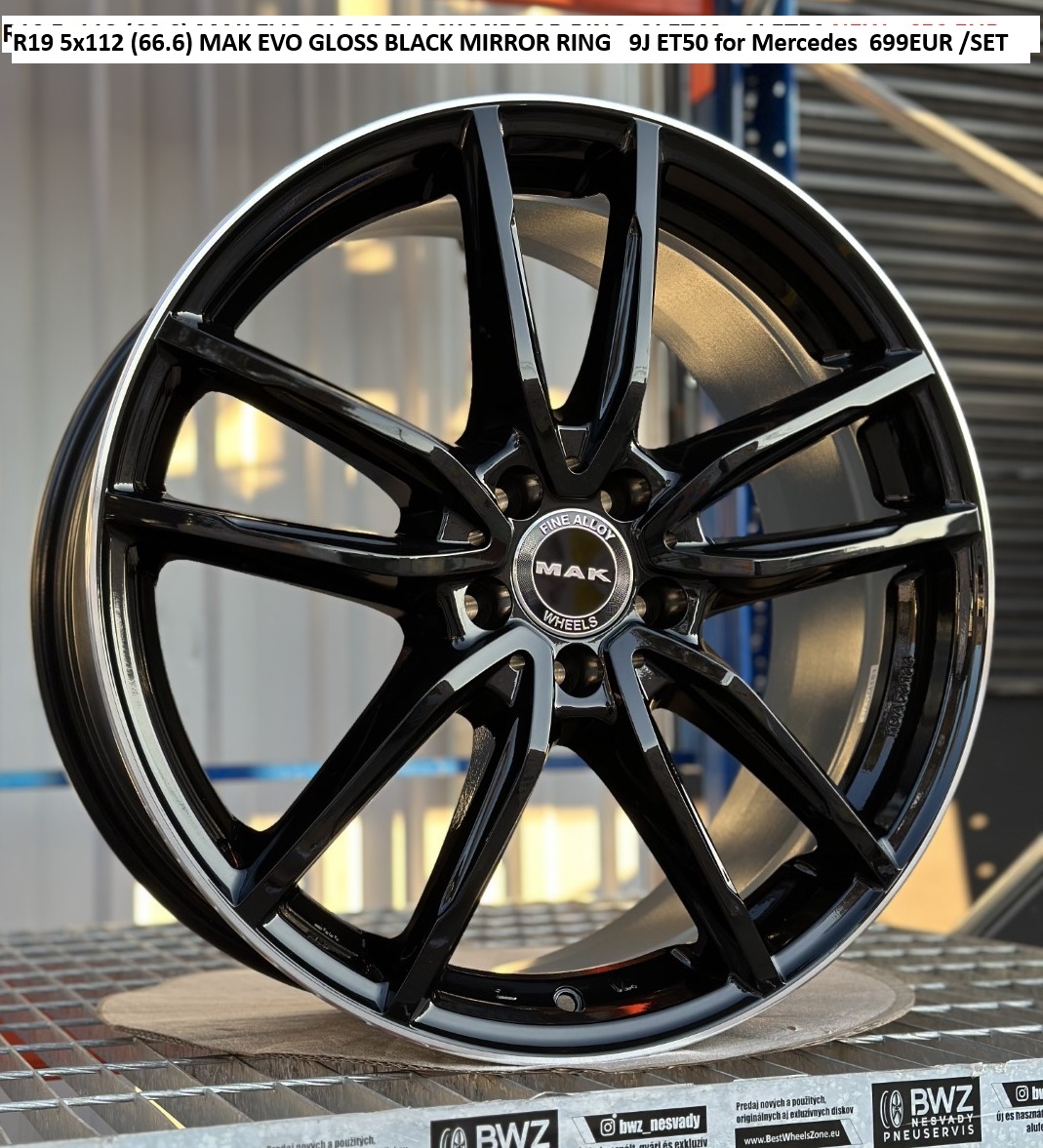 R19 5x112 (66.6) MAK EVO GLOSS BLACK MIRROR RING 9J ET50