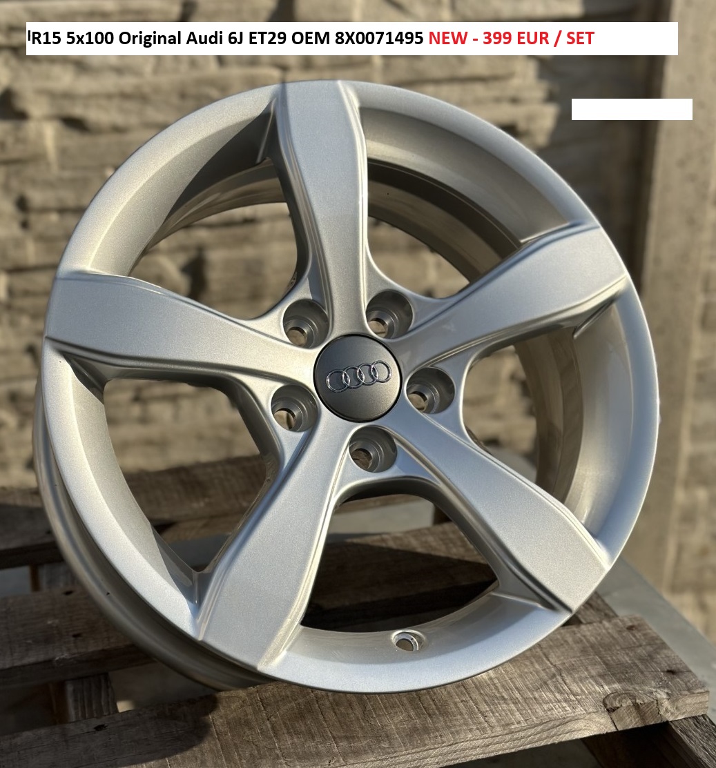 R15 5x100 Original Audi 6J ET29 OEM 8X0071495 NEW 