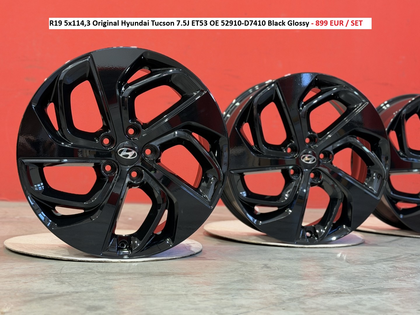 R19 5x114,3 Original Hyundai Tucson 7.5J ET53 OE 52910-D7410 Black Glossy 